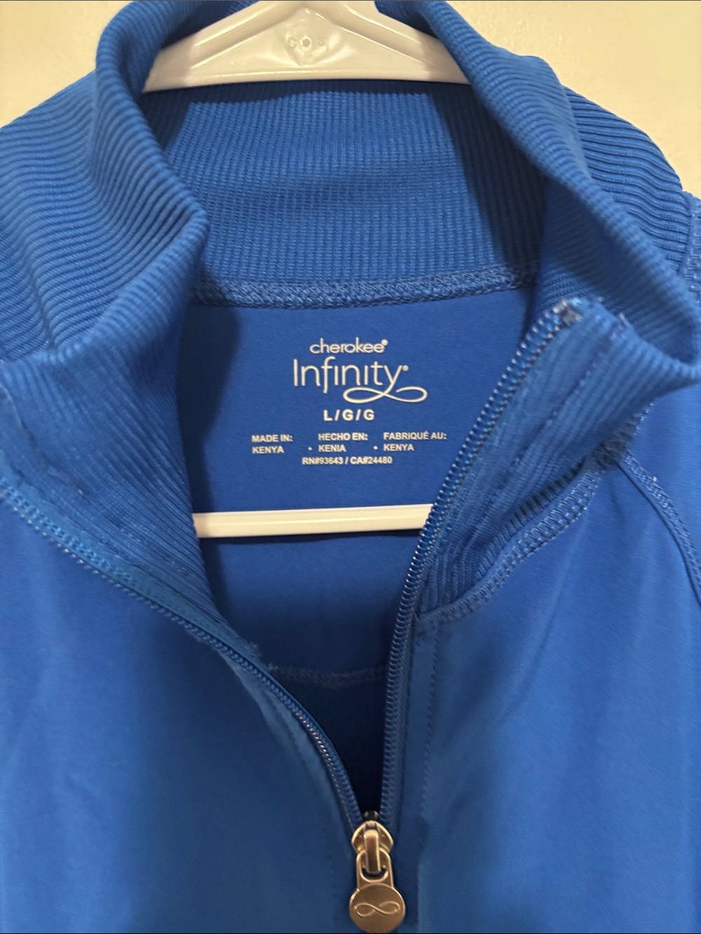 Cherokee Infinity Women’s Royal Blue Zip Front Warm Up Scrub Jacket Size L - Picture 2 of 5